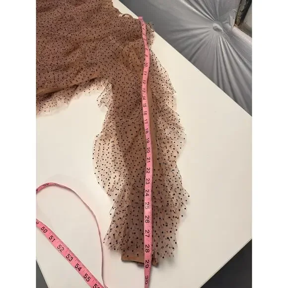 Anthropologie Dolan Womens XL Left Coast Mesh Ruffle Top Nude Polka Dot Romantic - Picture 16 of 16